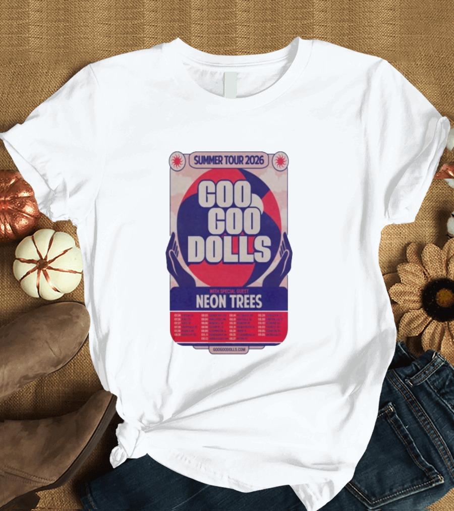 Goo Goo Dolls Summer Tour 2026 With Neon Trees Rare Concert Collectible T-Shirt