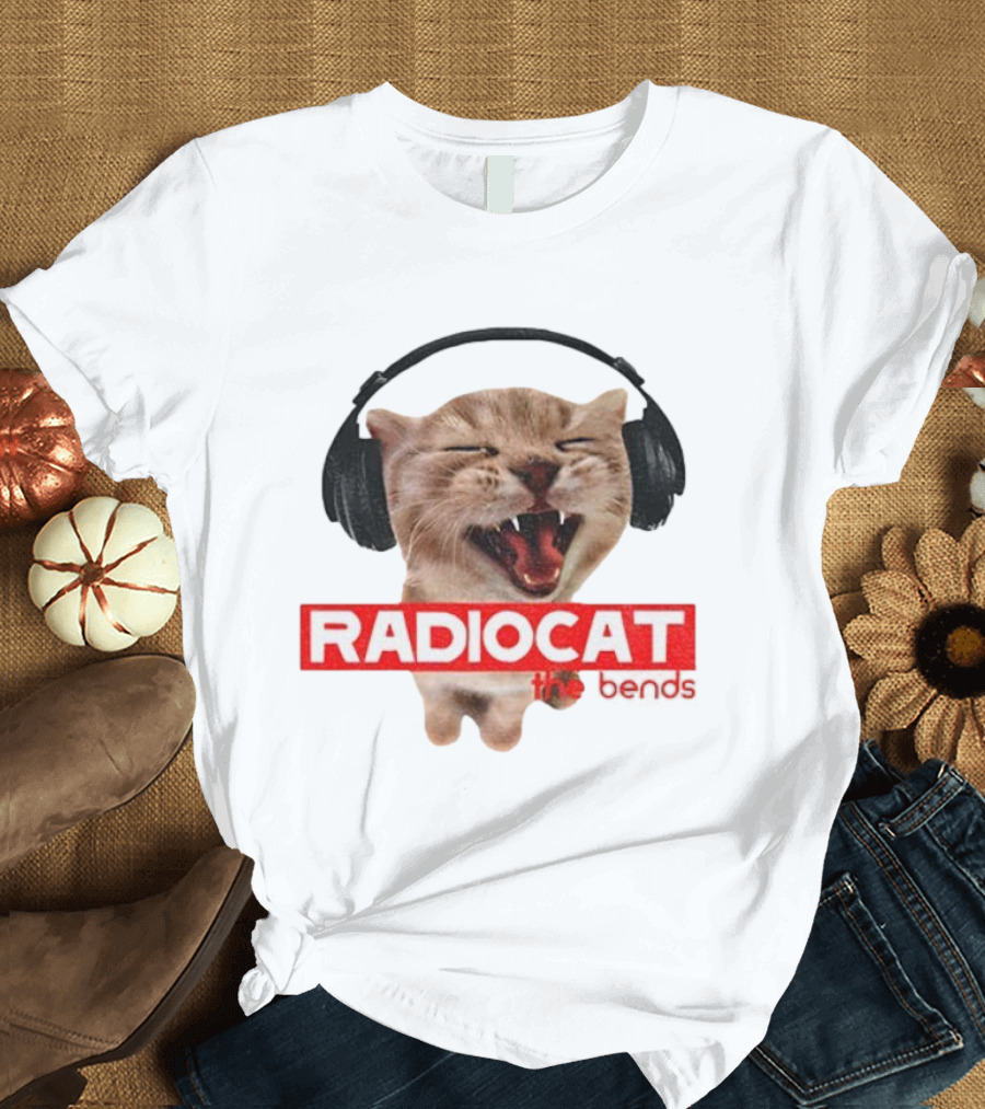 Radiocat The Bends Headphones Cat Graphic T-Shirt