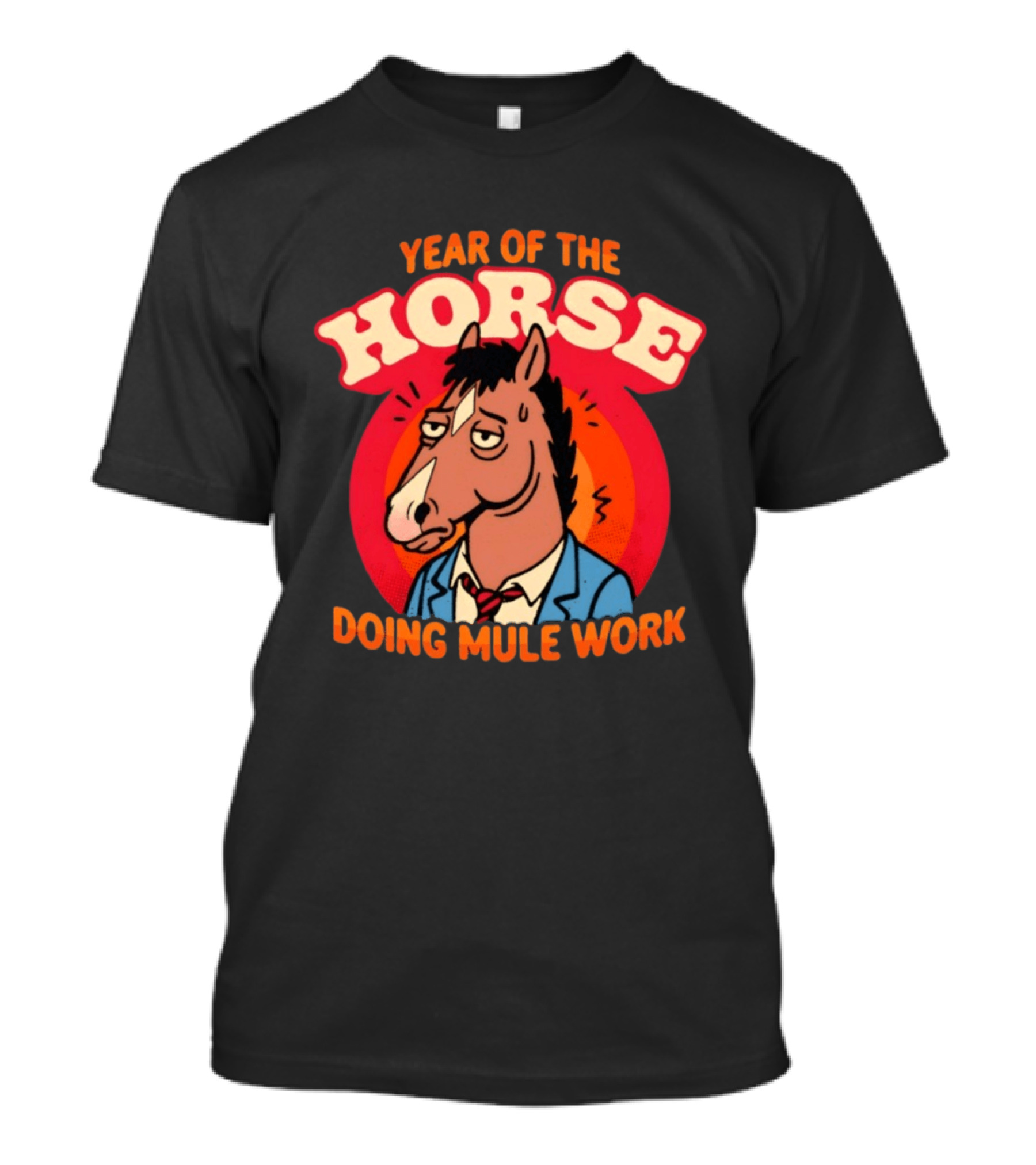 Year Of The Horse Doing Mule Work 2026 Retro Cartoon T-Shirt
