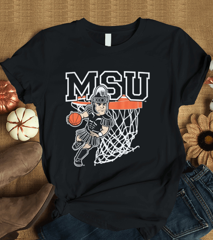 Michigan State Spartans Basketball MSU Logo Slam Dunk T-Shirt