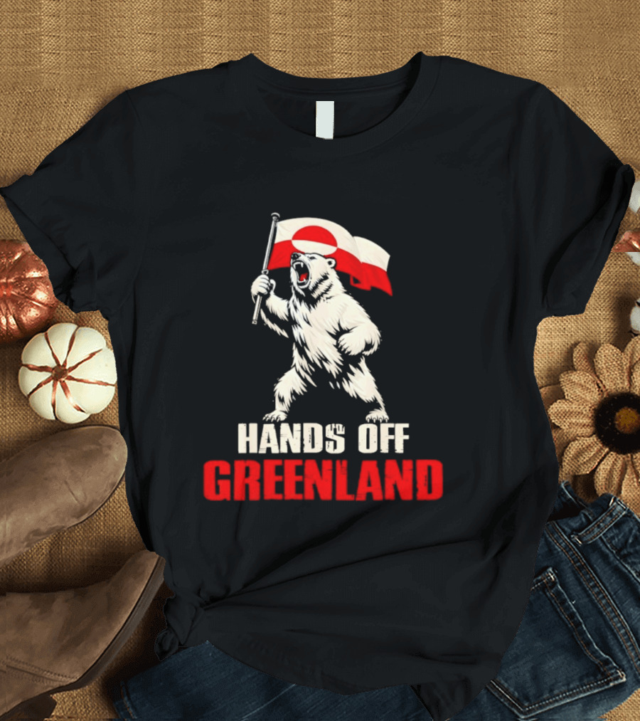 Hands Off Greenland Flag Bear Support Greenland T-Shirt