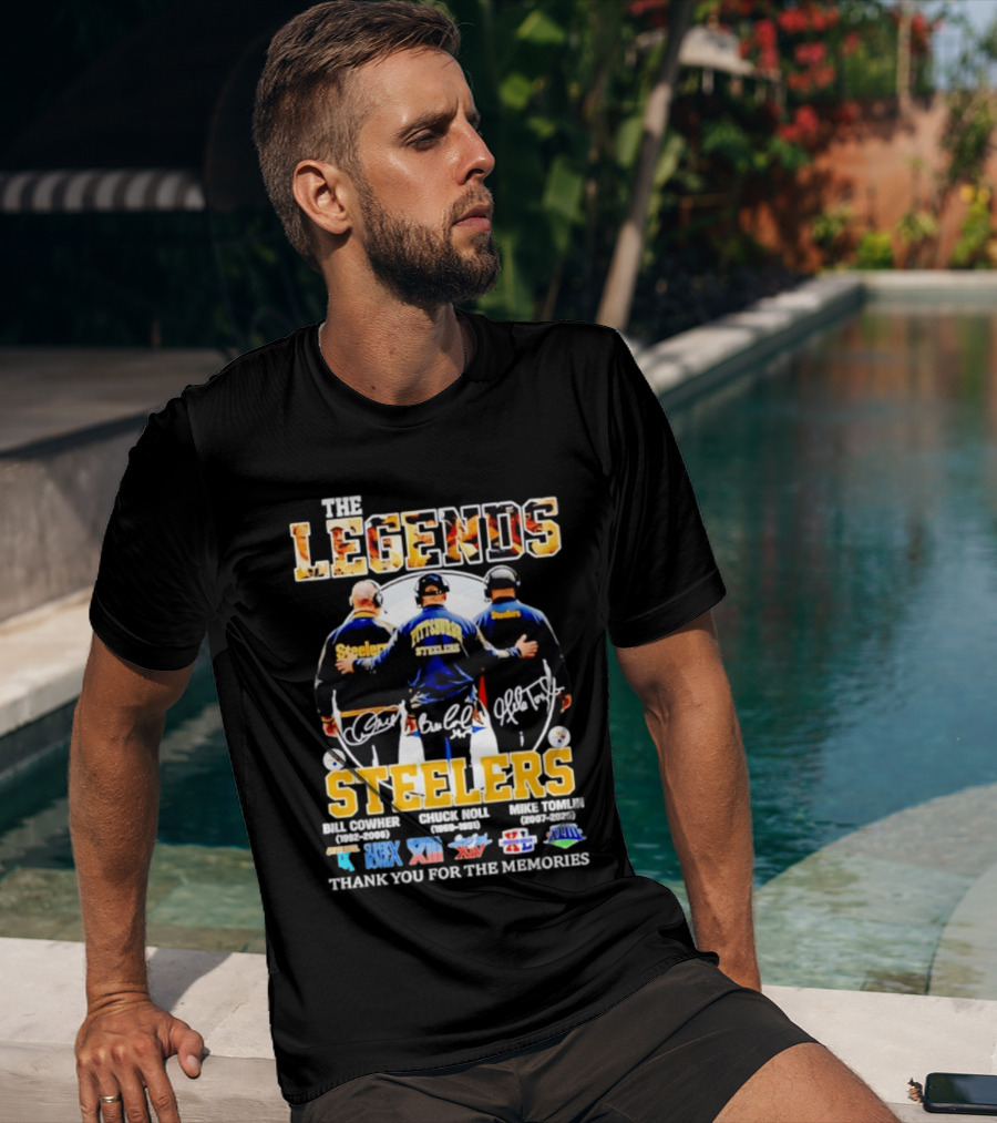 Pittsburgh Steelers Legends Bill Cowher Chuck Noll Mike Tomlin Thank You For The Memories T-Shirt