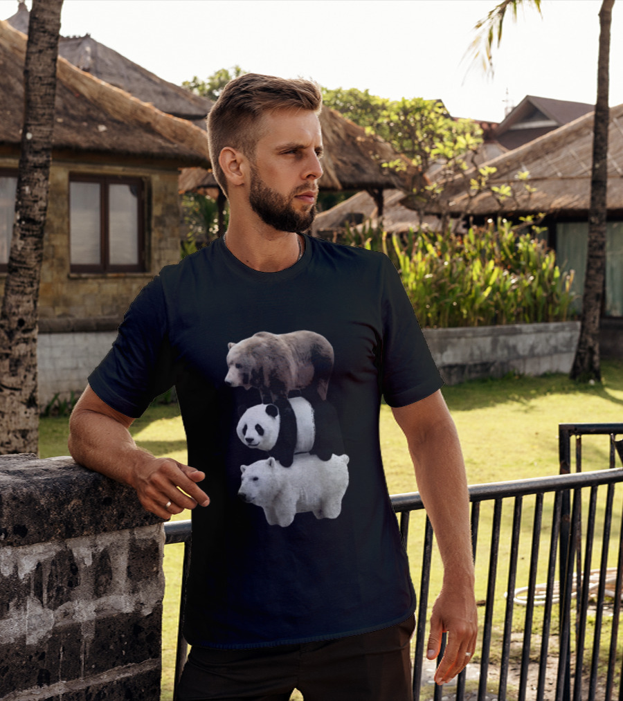 We Bears Realistic Stacked Brown Panda Polar Bears T-Shirt