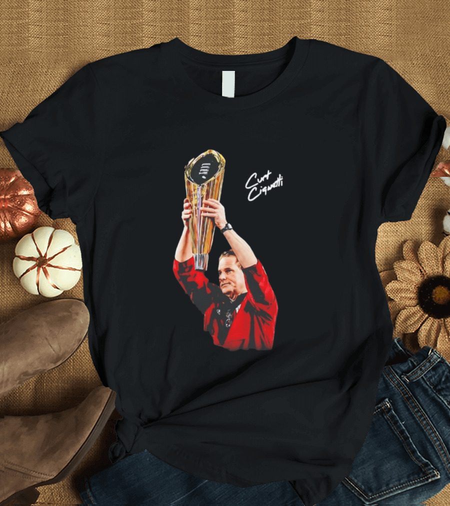 Curt Cignetti Trophy Hoist Indiana Hoosiers Coaching Legend T-Shirt