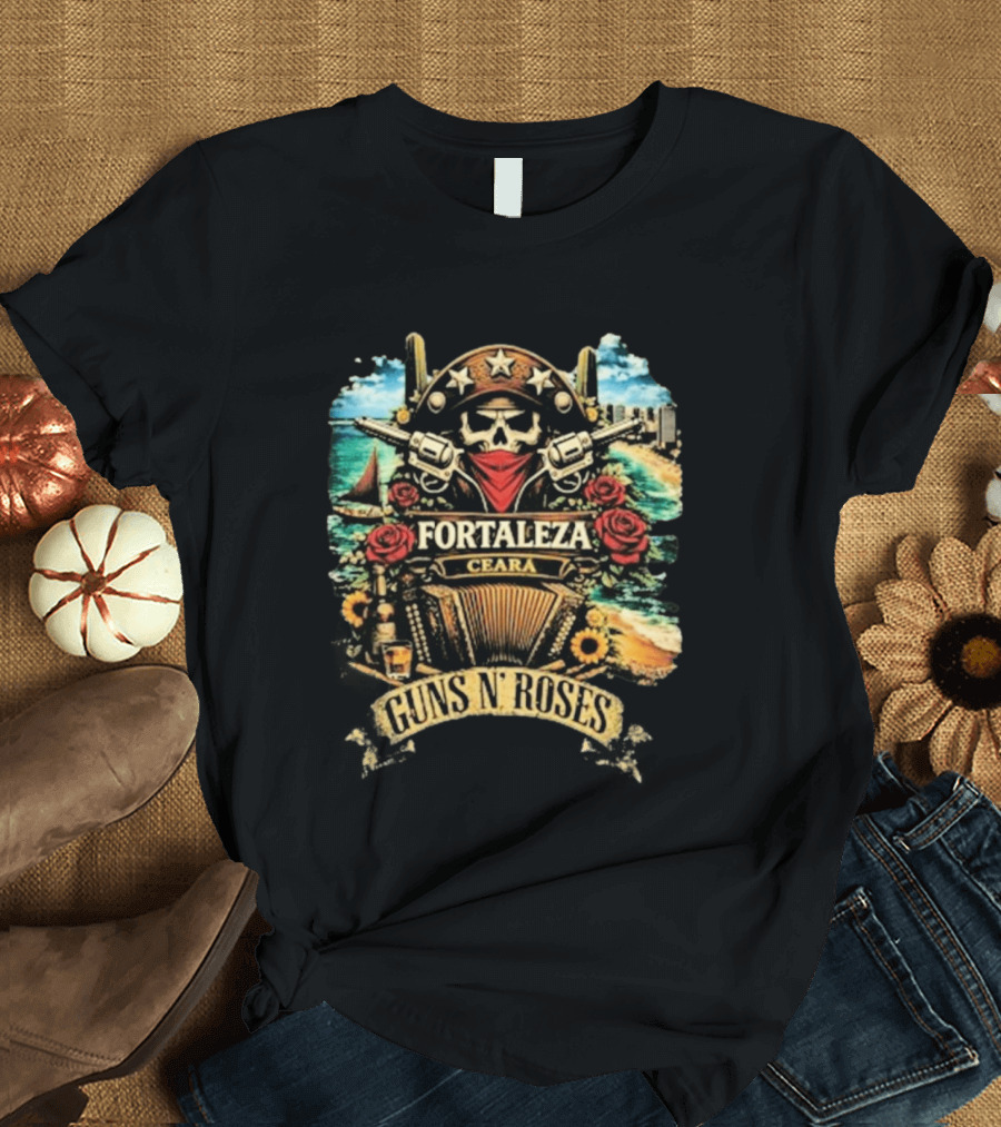 Fortaleza Ceará 2026 Guns N' Roses Skull And Guns Beach Scene T-Shirt