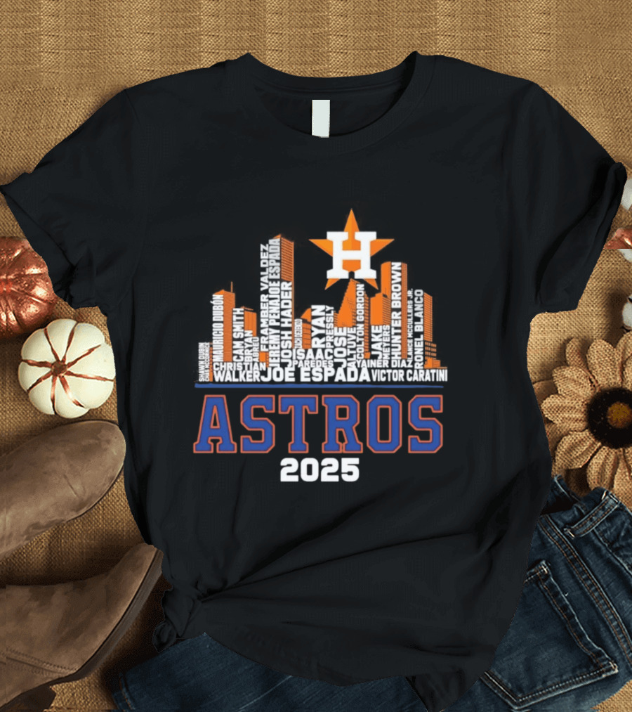Houston Astros Players City Skyline 2025 T-Shirt