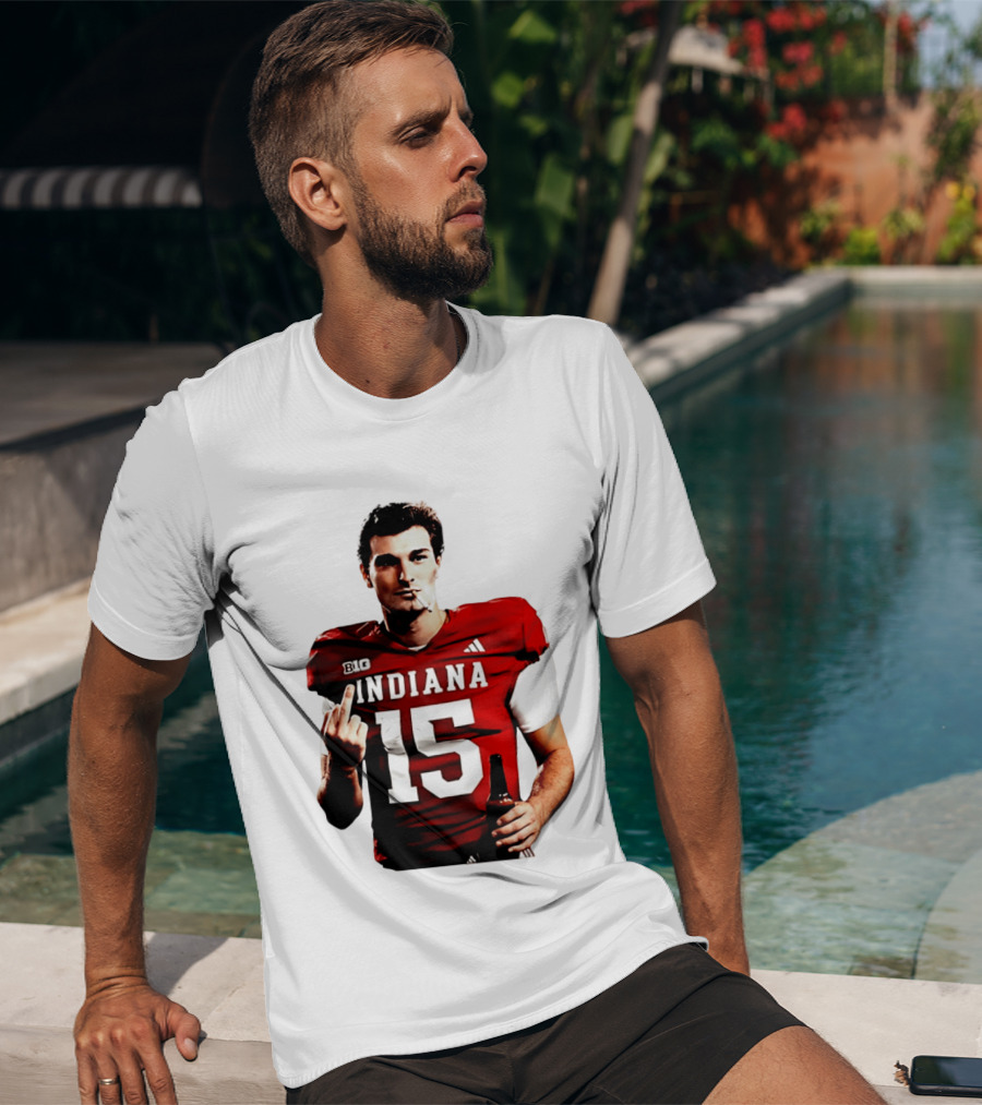 Indiana Hoosiers 15 Middle Finger Smoking Football Player T-Shirt