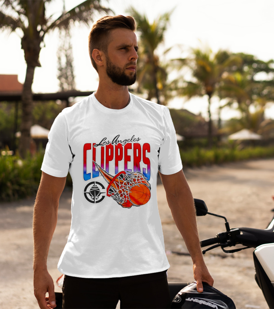 Los Angeles Clippers Basketball Flaming Hoop T-Shirt