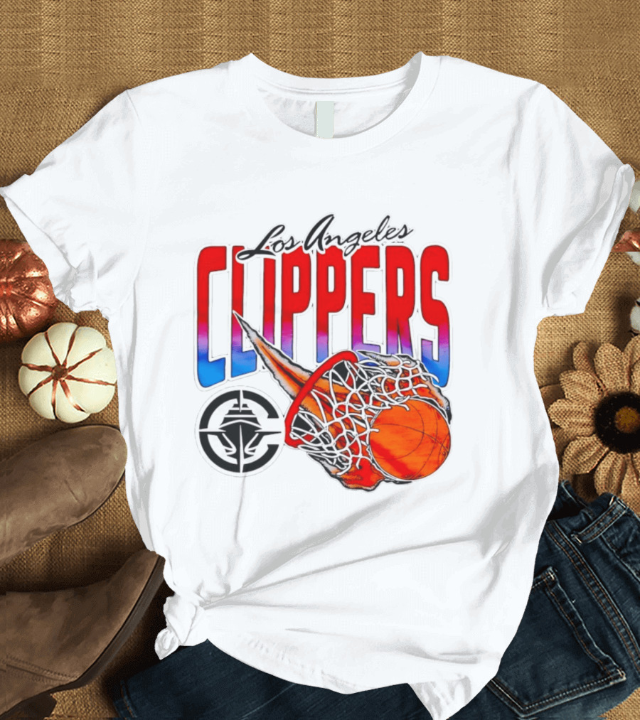 Los Angeles Clippers Basketball Flaming Hoop T-Shirt