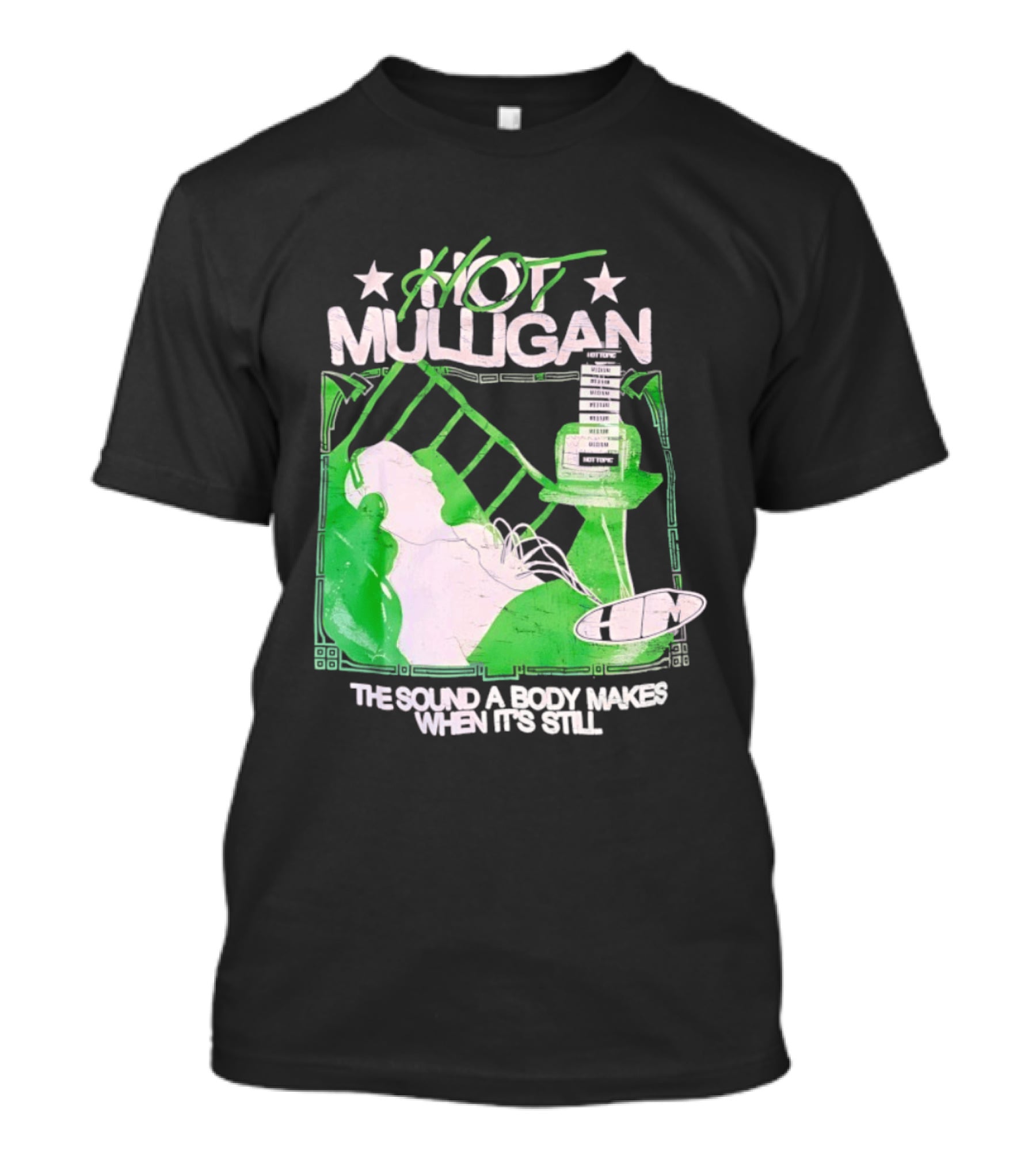 Hot Mulligan The Sound A Body Makes When It's Still Music Graphic With Green And White T-Shirt