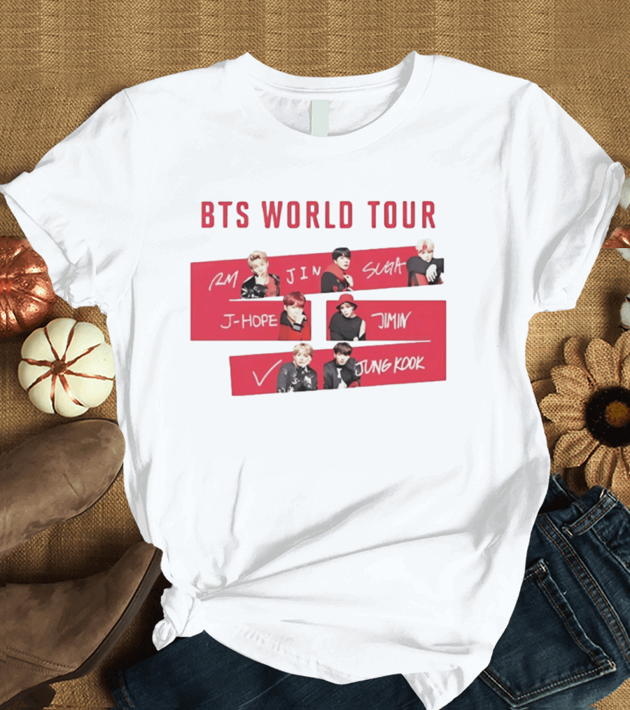 BTS World Tour RM Jin Suga J Hope Jimin V Jungkook T-Shirt