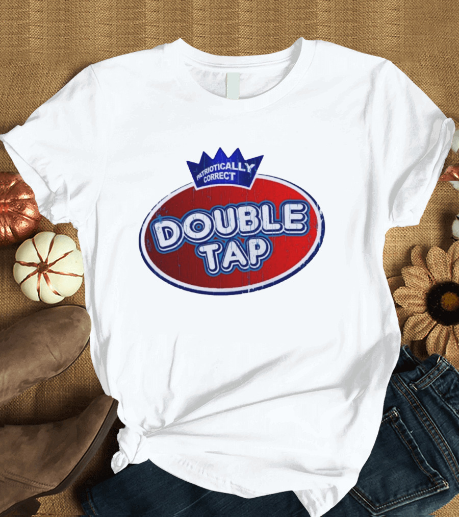 Patriotically Correct Double Tap Oval Design With Crown T-Shirt