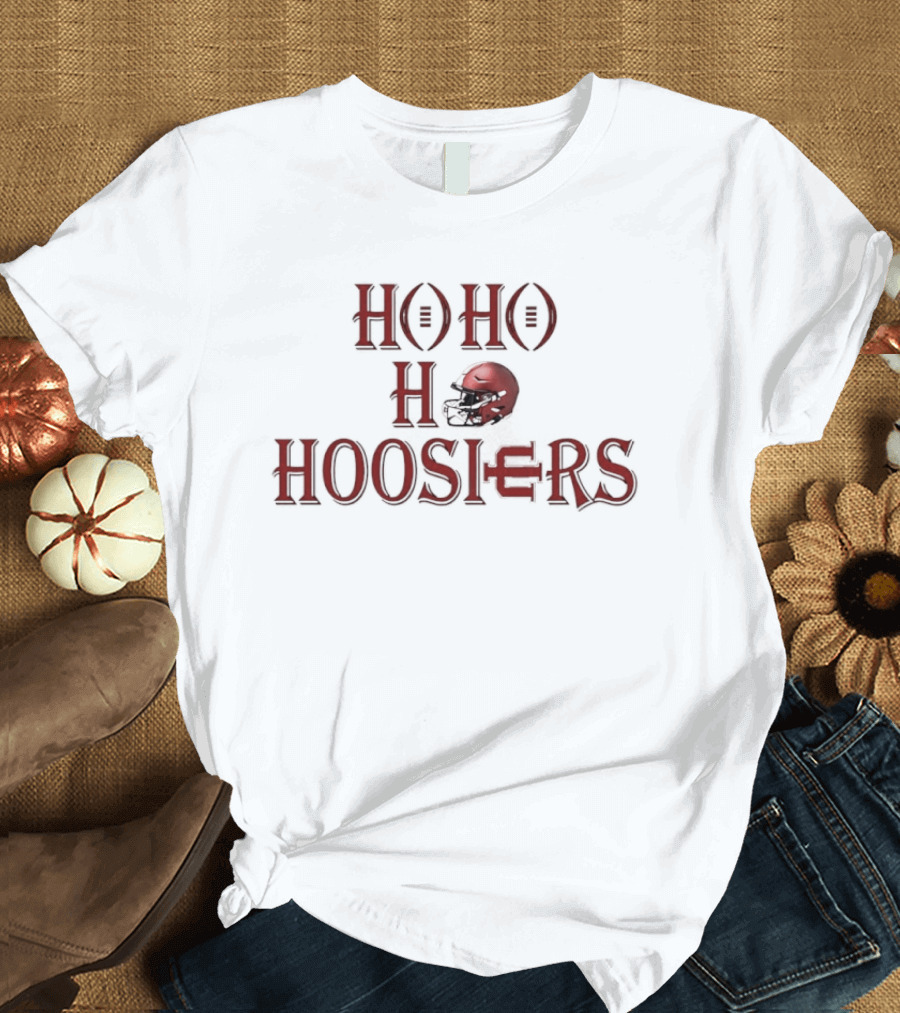 Indiana Hoosiers Ho Ho Ho Helmet Holiday Spirit T-Shirt