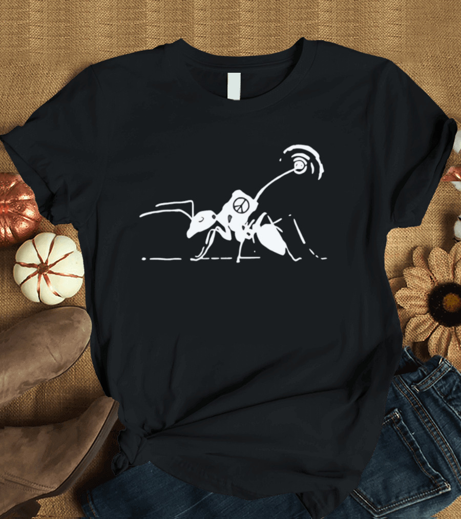 Ant Futile Peace Line Drawing Art With Minimalist T-Shirt