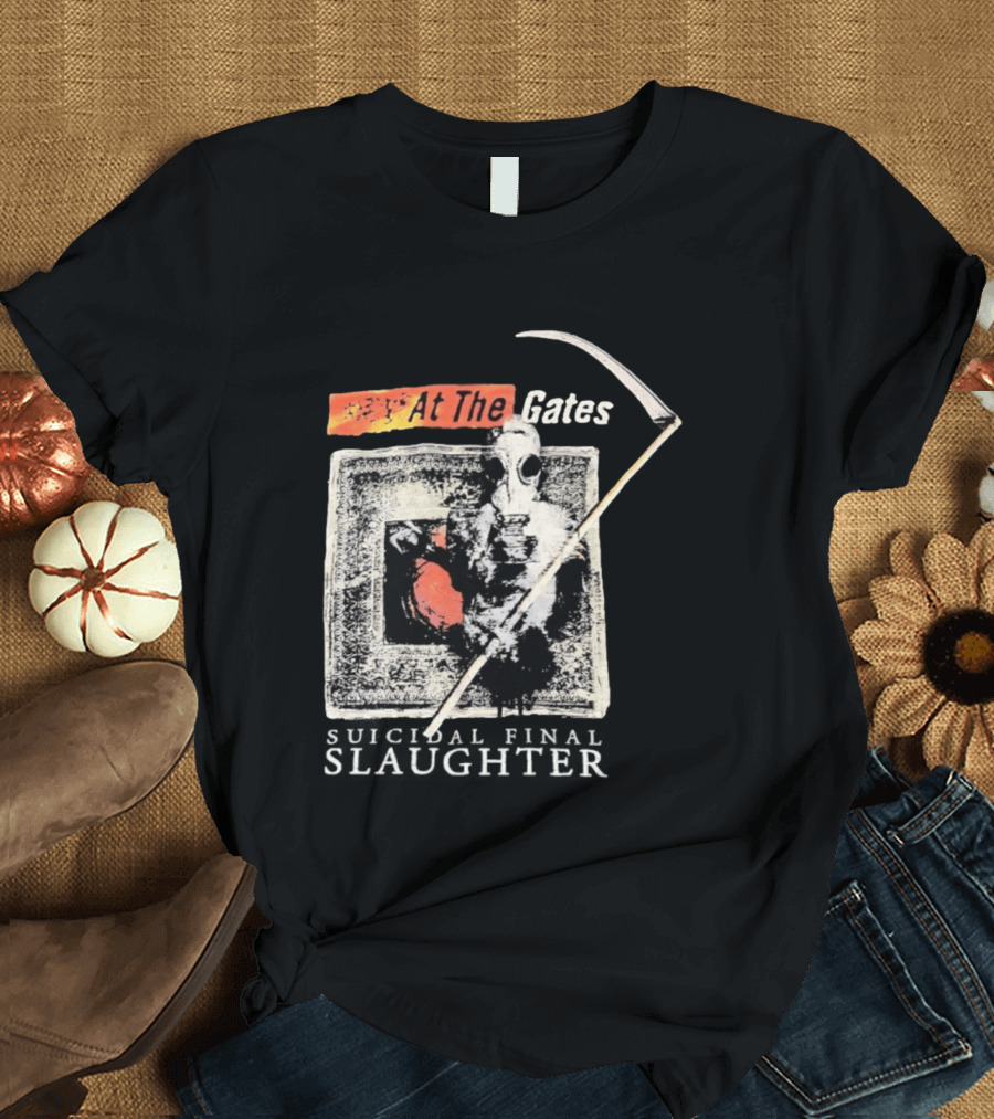 At The Gates Suicidal Final Slaughter Grim Reaper Gas Mask T-Shirt