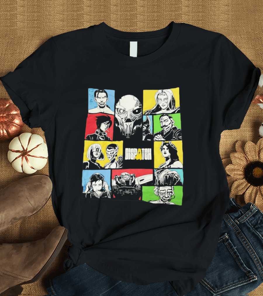 Dispatch Comic Style Characters In Vibrant Color Blocks T-Shirt