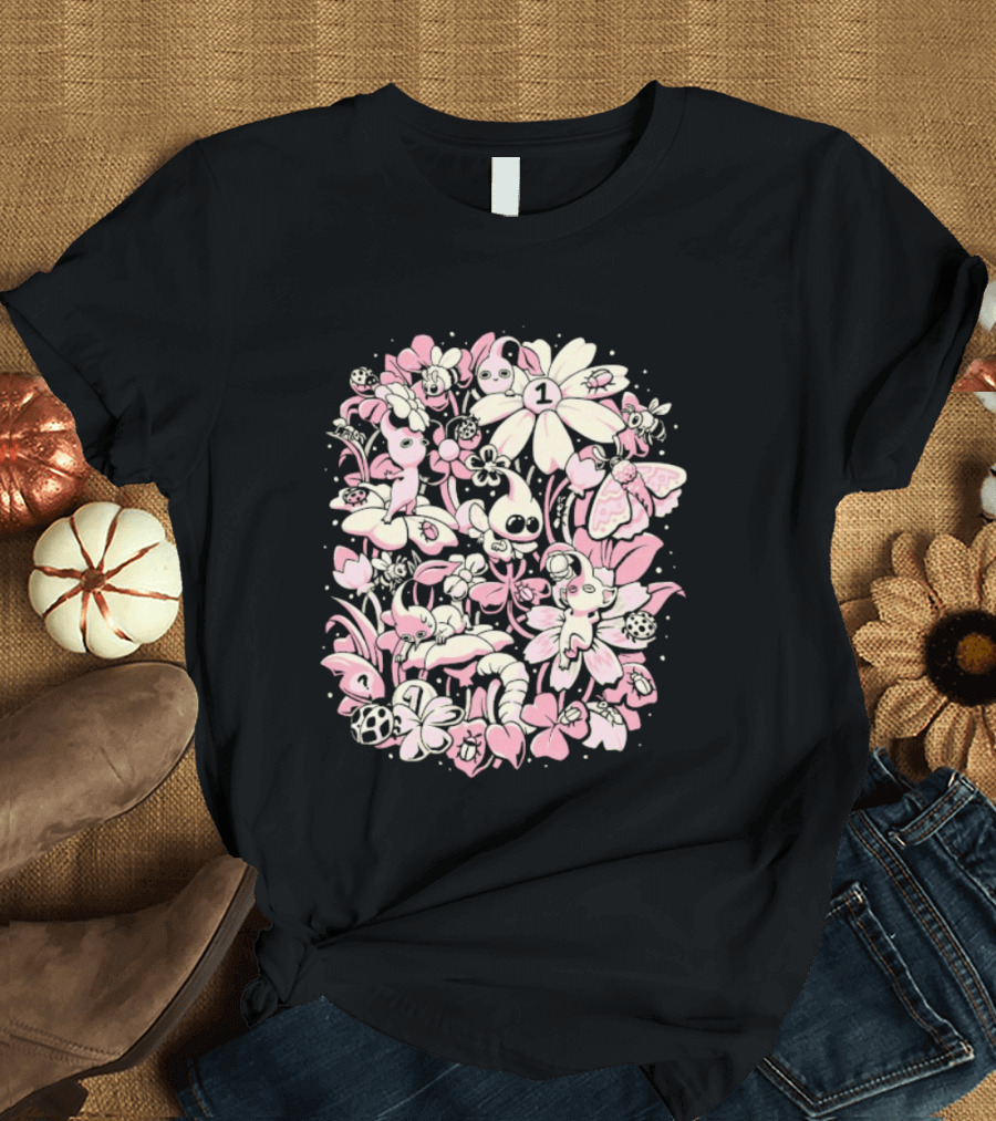 Eduardo Ely Tiny Garden Wildflowers Number 1 Butterfly T-Shirt