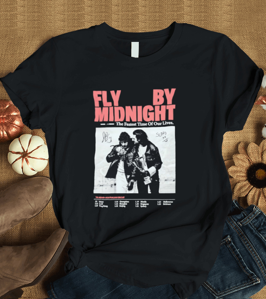 Fly By Midnight The Fastest Time Of Our Lives Black And White Signatures T-Shirt