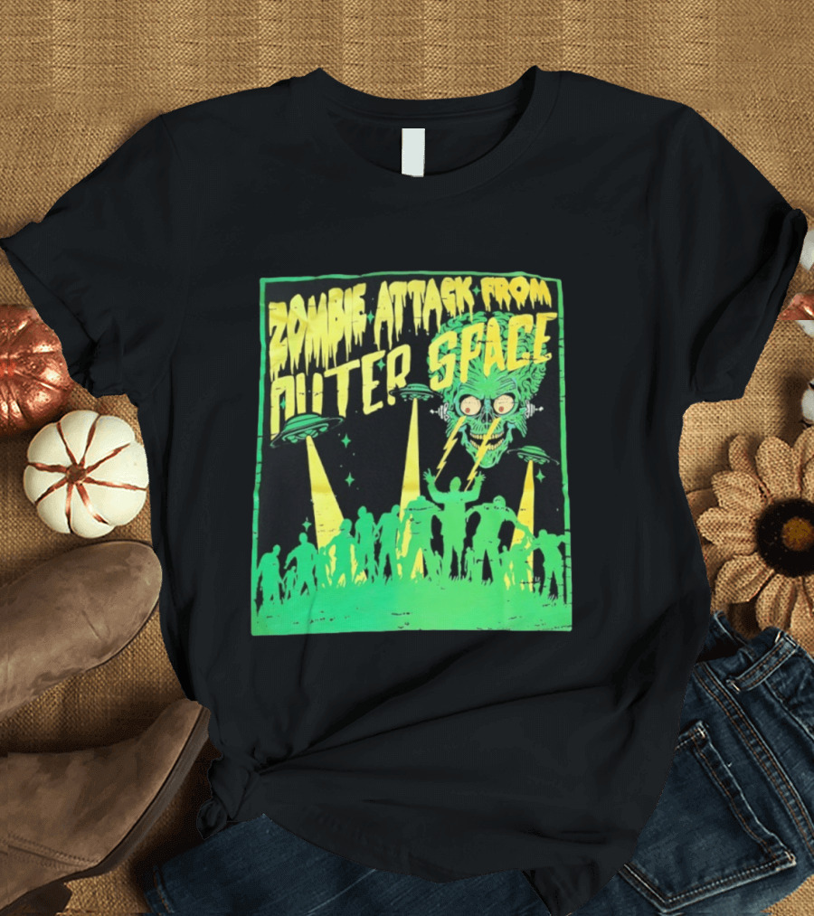 Zombie Attack From Outer Space UFO Alien Invasion T-Shirt