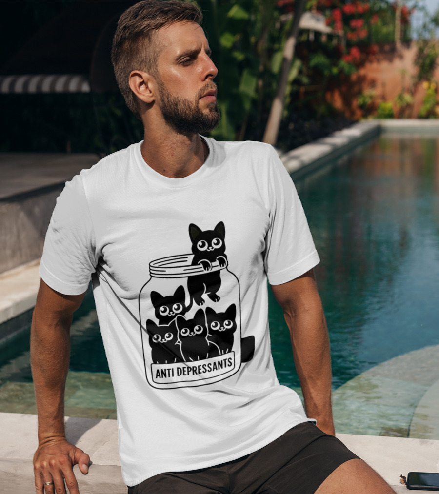 Anti Depressants Cat Jar With Cute Kittens T-Shirt