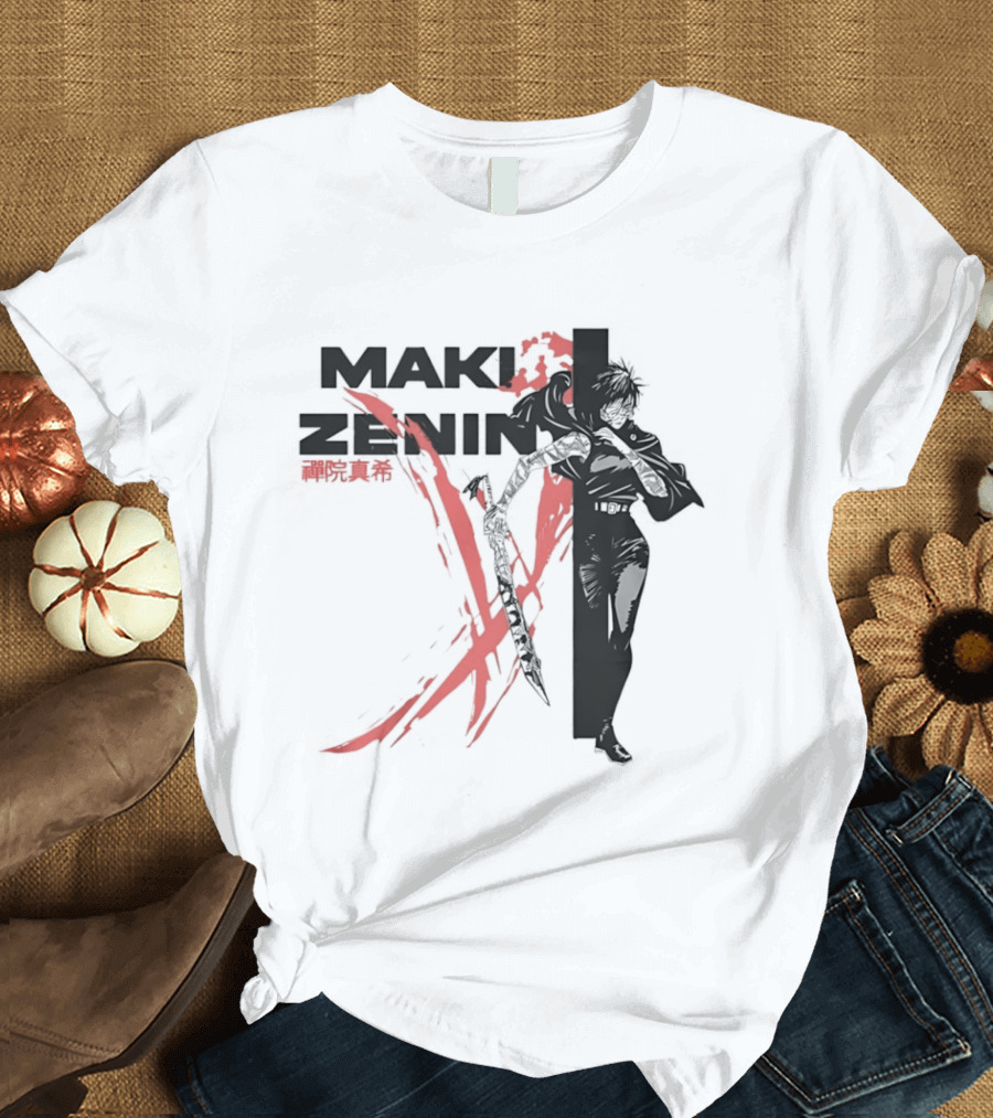 Maki Zenin Jujutsu Kaisen Anime Red Brush T-Shirt