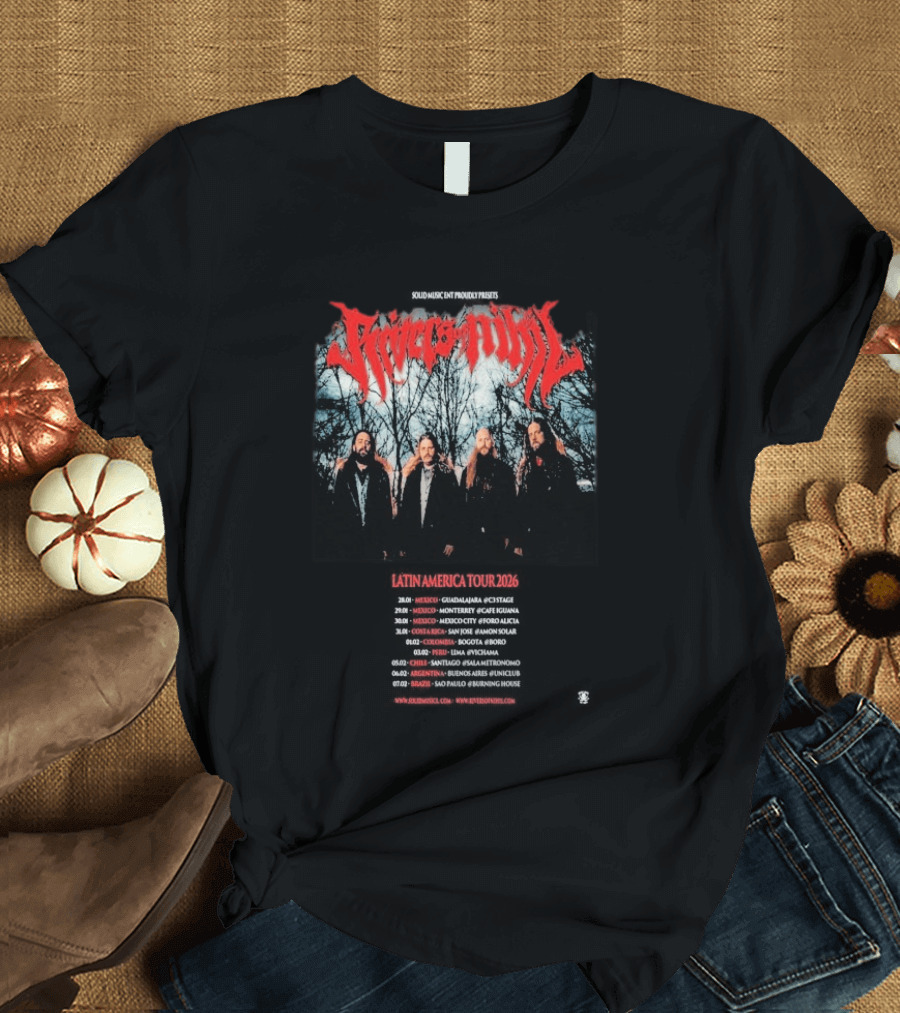 Rivers Of Nihil Latin America Tour 2026 Band Photo With Tour Dates And Locations T-Shirt