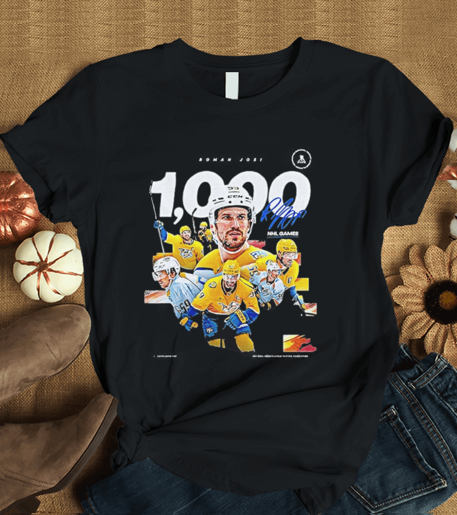 Nashville Predators Roman Josi 1000 NHL Games Celebration T-Shirt