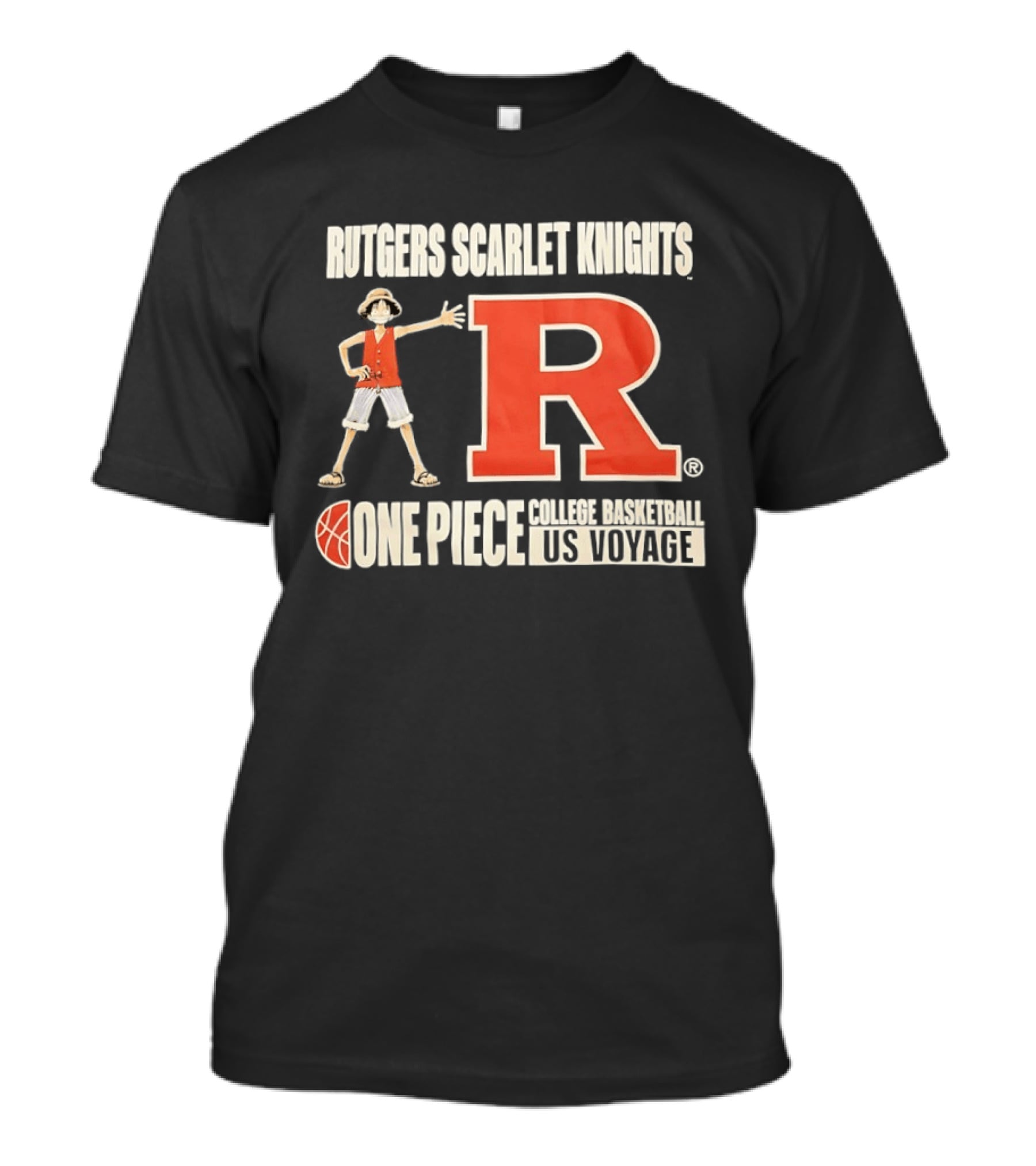 Rutgers Scarlet Knights Luffy One Piece College Basketball US Voyage T-Shirt