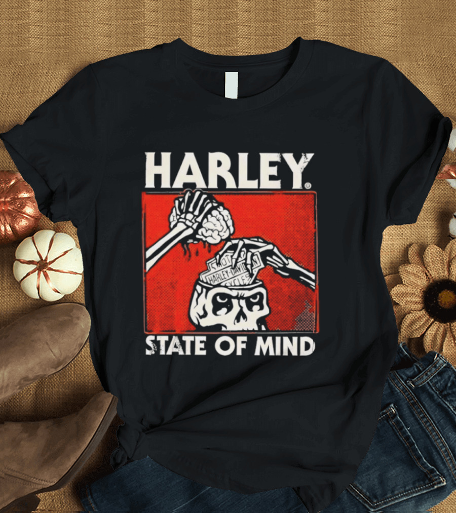 Harley Davidson State Of Mind Skull Skeleton Brain T-Shirt