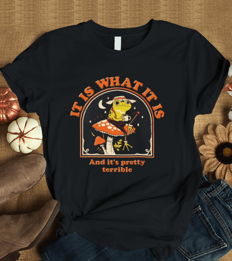 It Is What It Is And It's Pretty Terrible Frog On Mushroom Cottagecore T-Shirt
