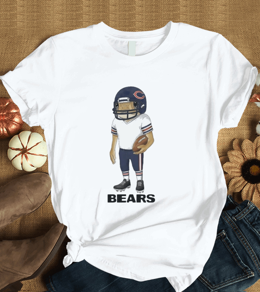 Bad Bunny Chicago Bears Concho Helmet Character With Football T-Shirt