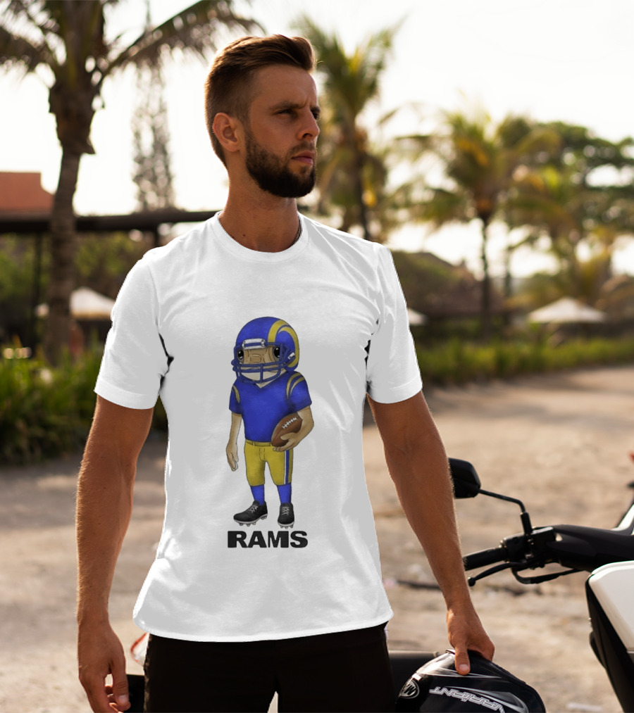 Bad Bunny Los Angeles Rams Football Character With Concho Helmet T-Shirt