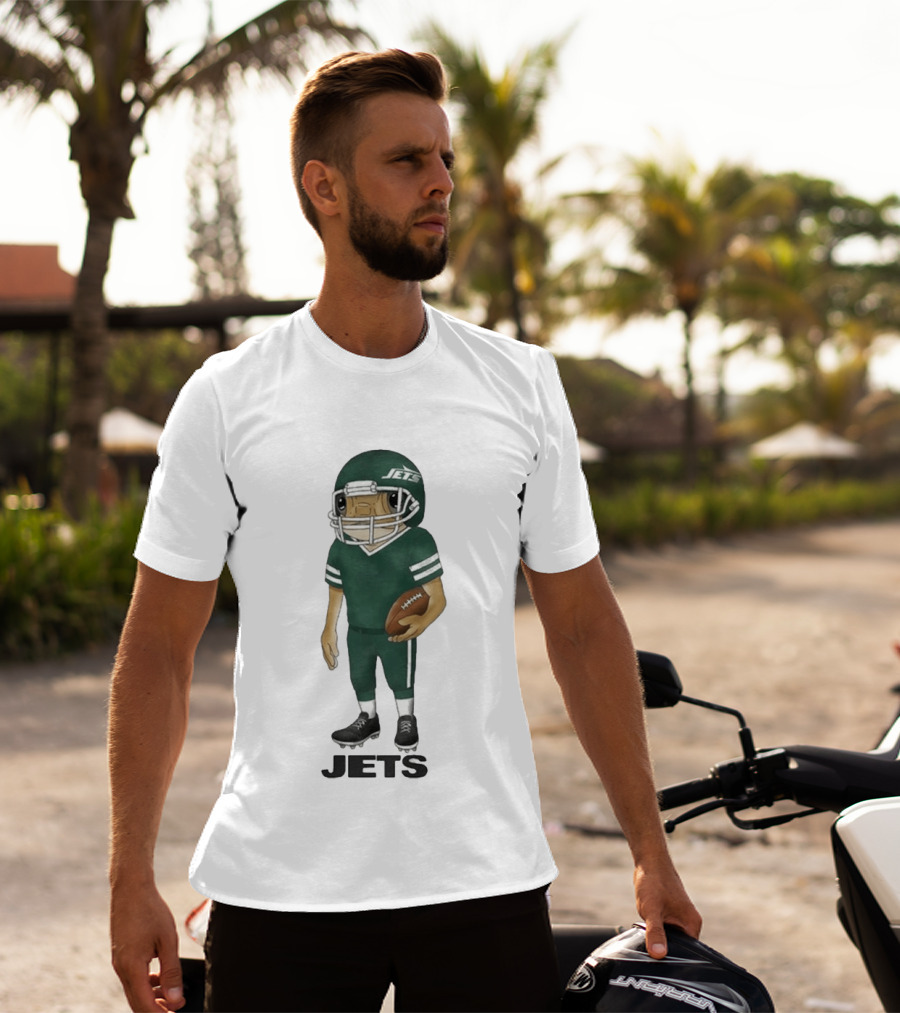 Bad Bunny New York Jets Cartoon Football Player T-Shirt