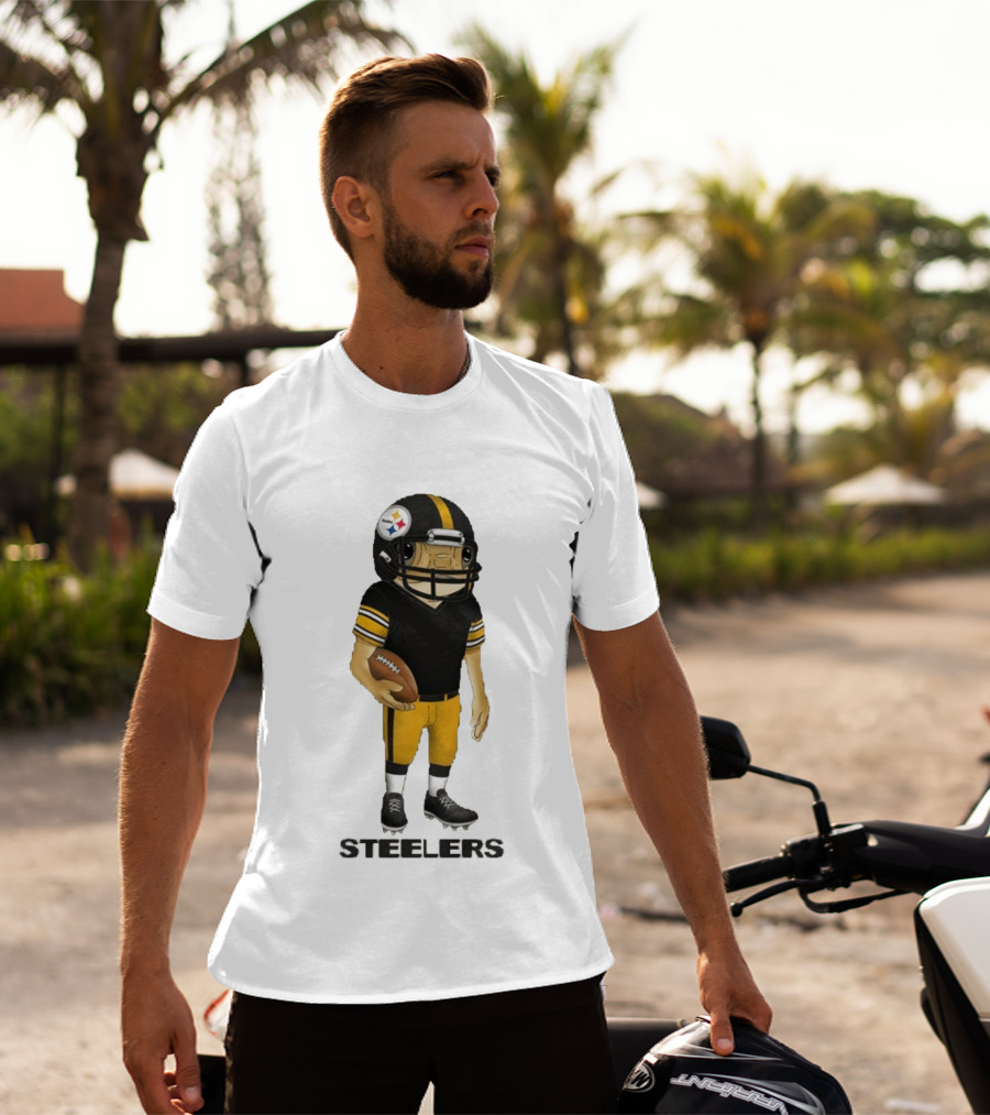 Pittsburgh Steelers Bad Bunny Style Football Player Helmet T-Shirt