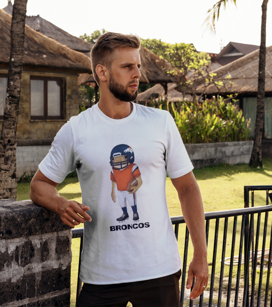 Bad Bunny X Denver Broncos Concho Collaboration Football Player T-Shirt