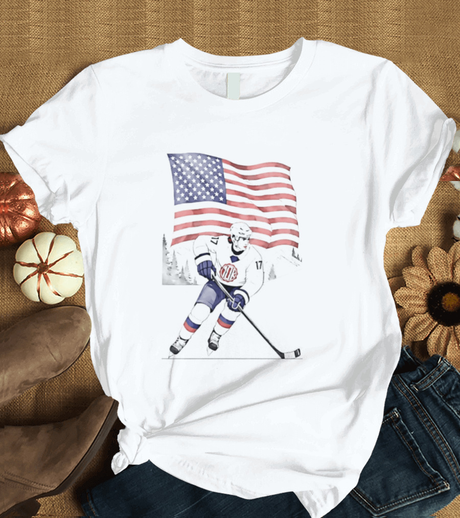 USA Hockey 10k Olympic American Flag Ski Team T-Shirt