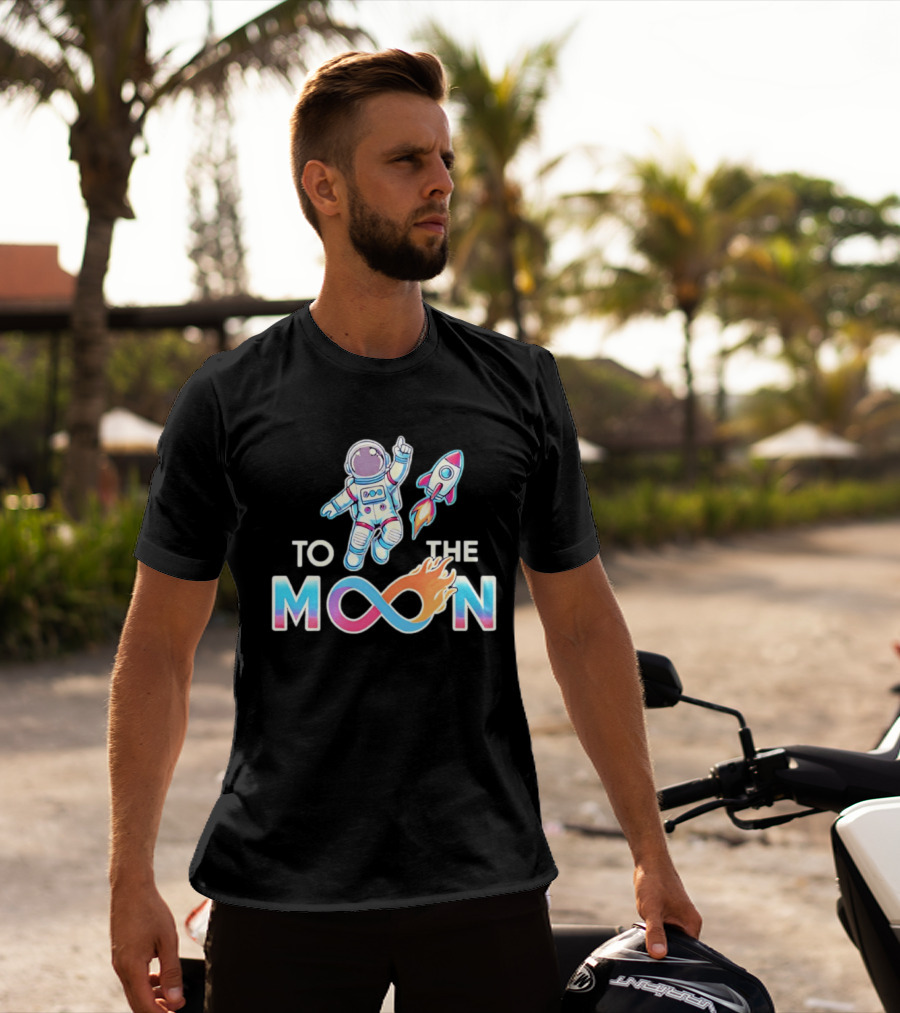 Astronaut Infinity Journey To The Moon With Rocket Flame T-Shirt