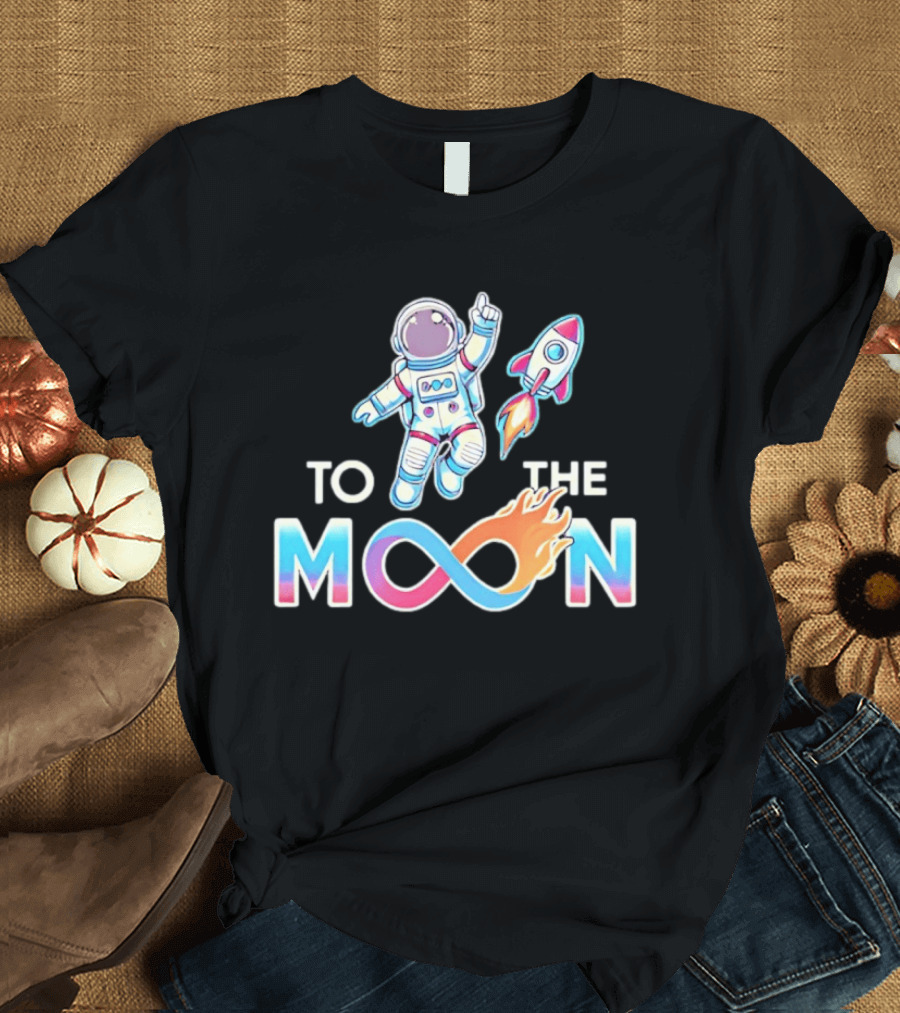 Astronaut Infinity Journey To The Moon With Rocket Flame T-Shirt