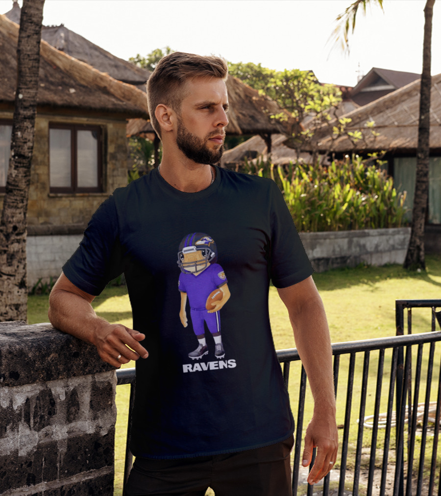 Bad Bunny X Baltimore Ravens NFL Collaboration Ravens Football Player T-Shirt