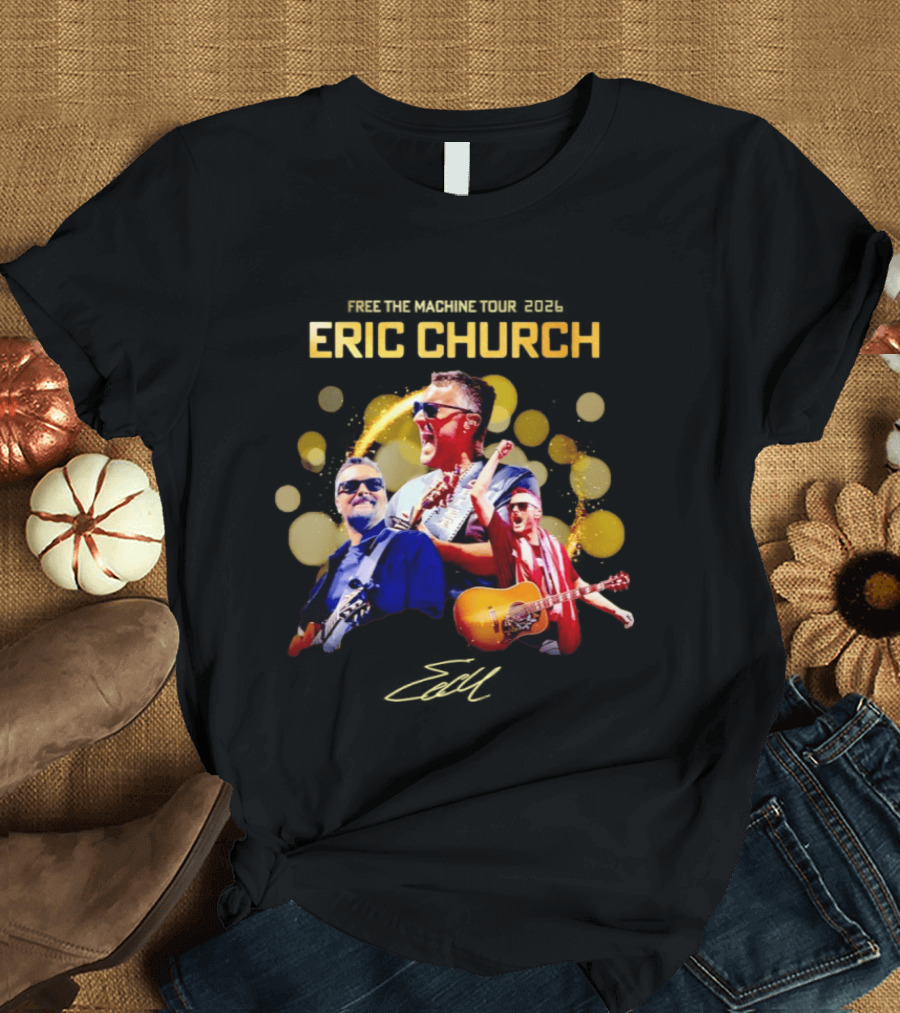 Eric Church Free The Machine Tour 2026 Live Concert Photography Explosion T-Shirt