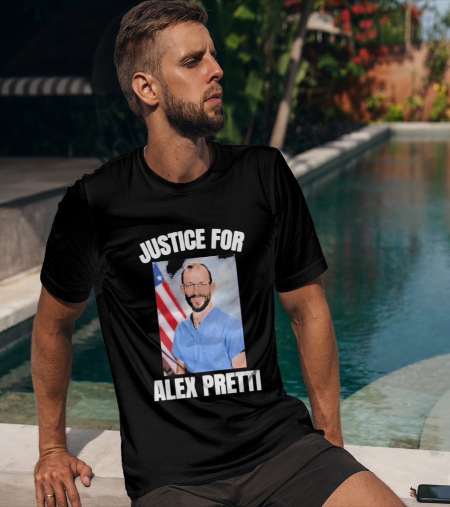 Justice For Alex Pretti American Flag Dedication T-Shirt
