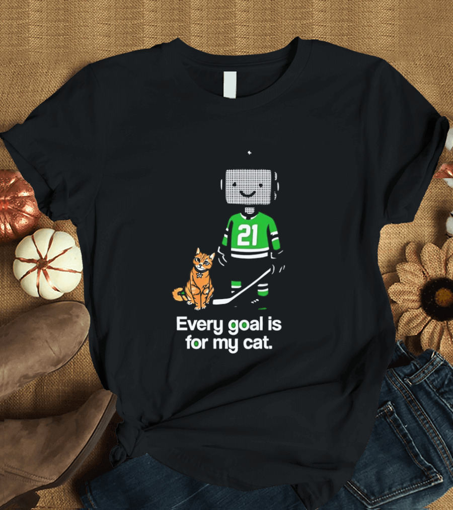 Jason Robertson 21 Dallas Stars Hockey Every Goal Is For My Cat T-Shirt