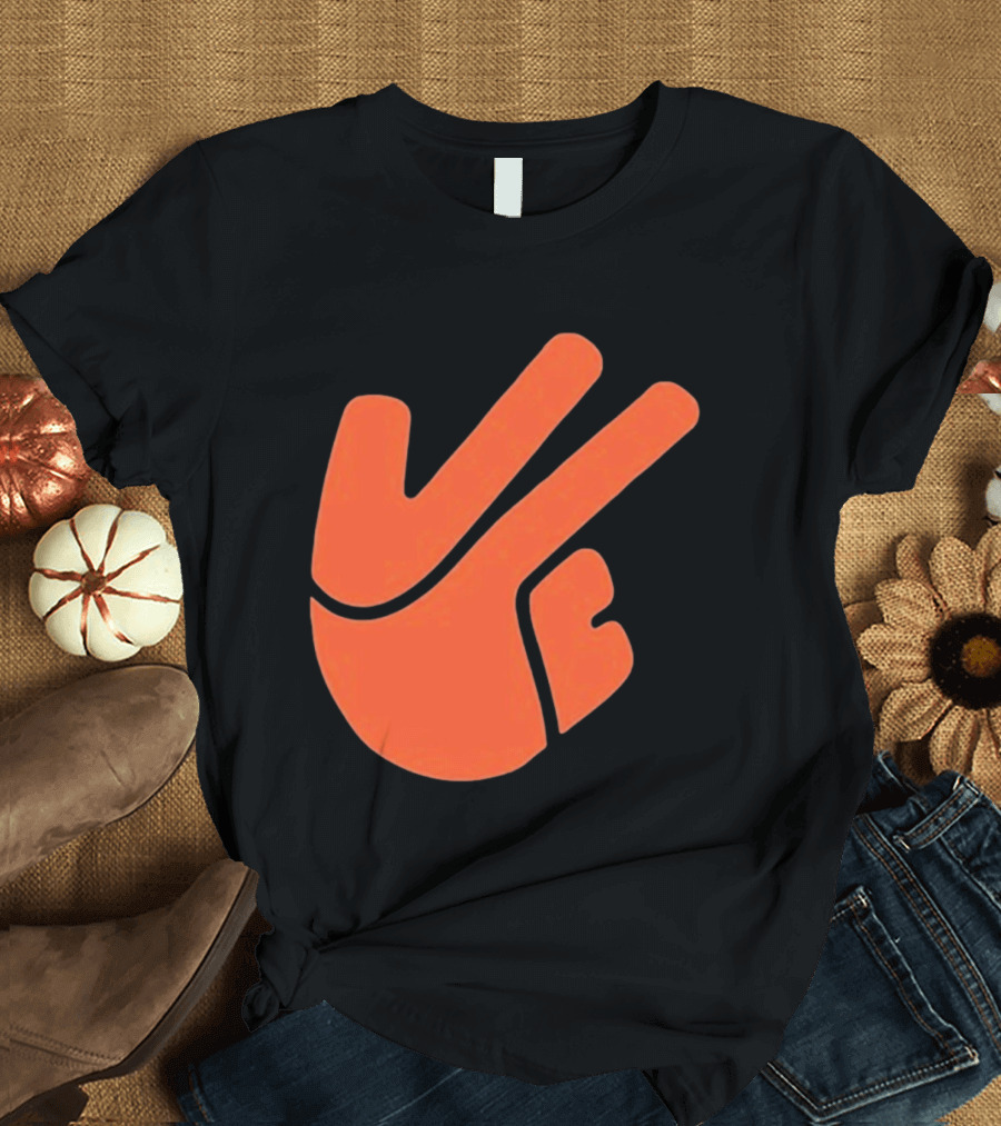 Jb11 Peace Sign Orange Hand Gesture T-Shirt
