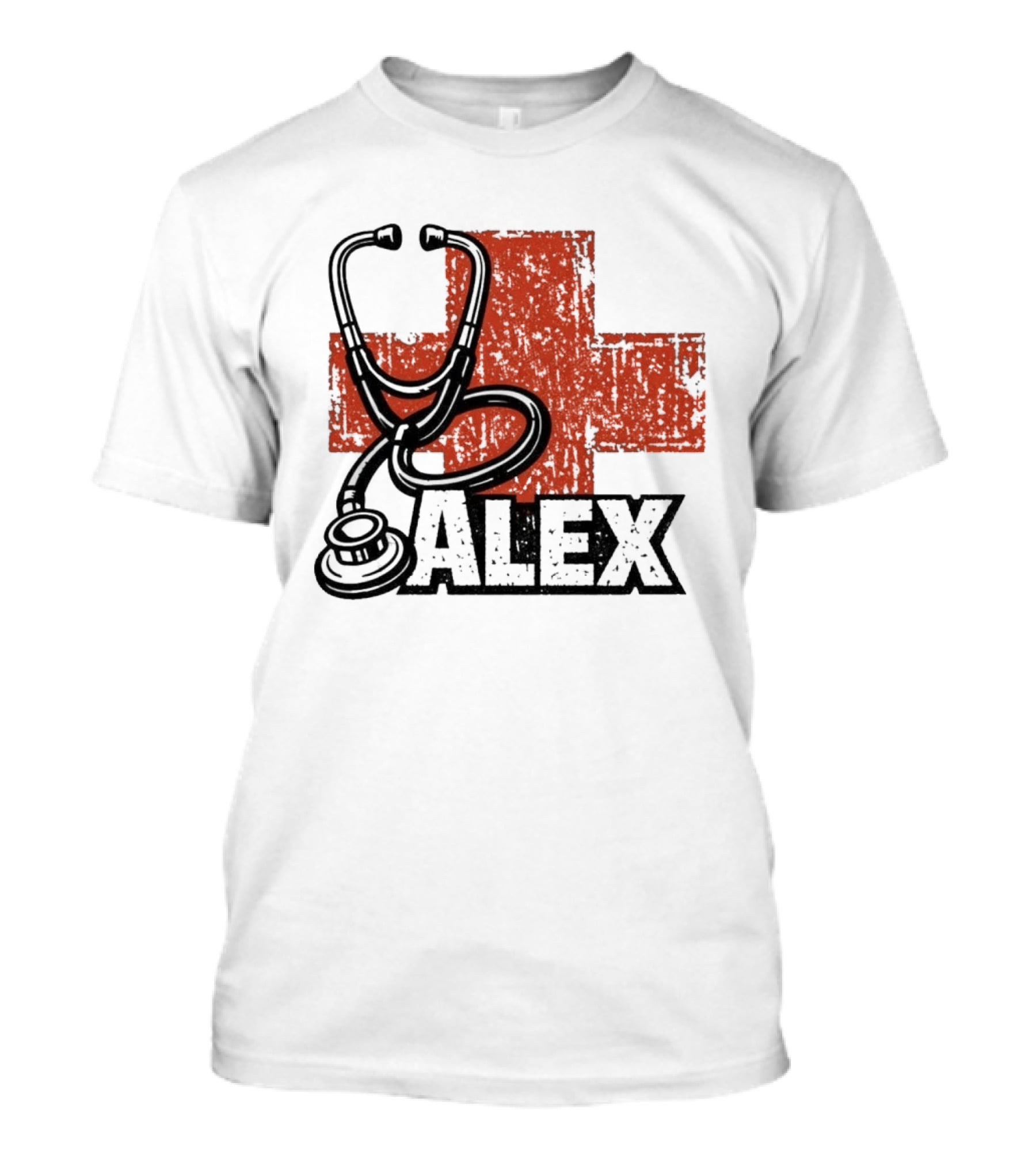 Alex Stethoscope Red Cross ICU Nurse T-Shirt