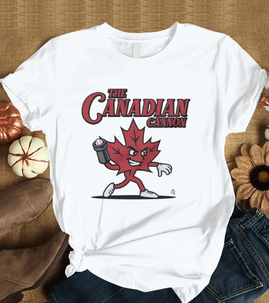 The Canadian Cannon Maple Leaf Character Baseball T-Shirt