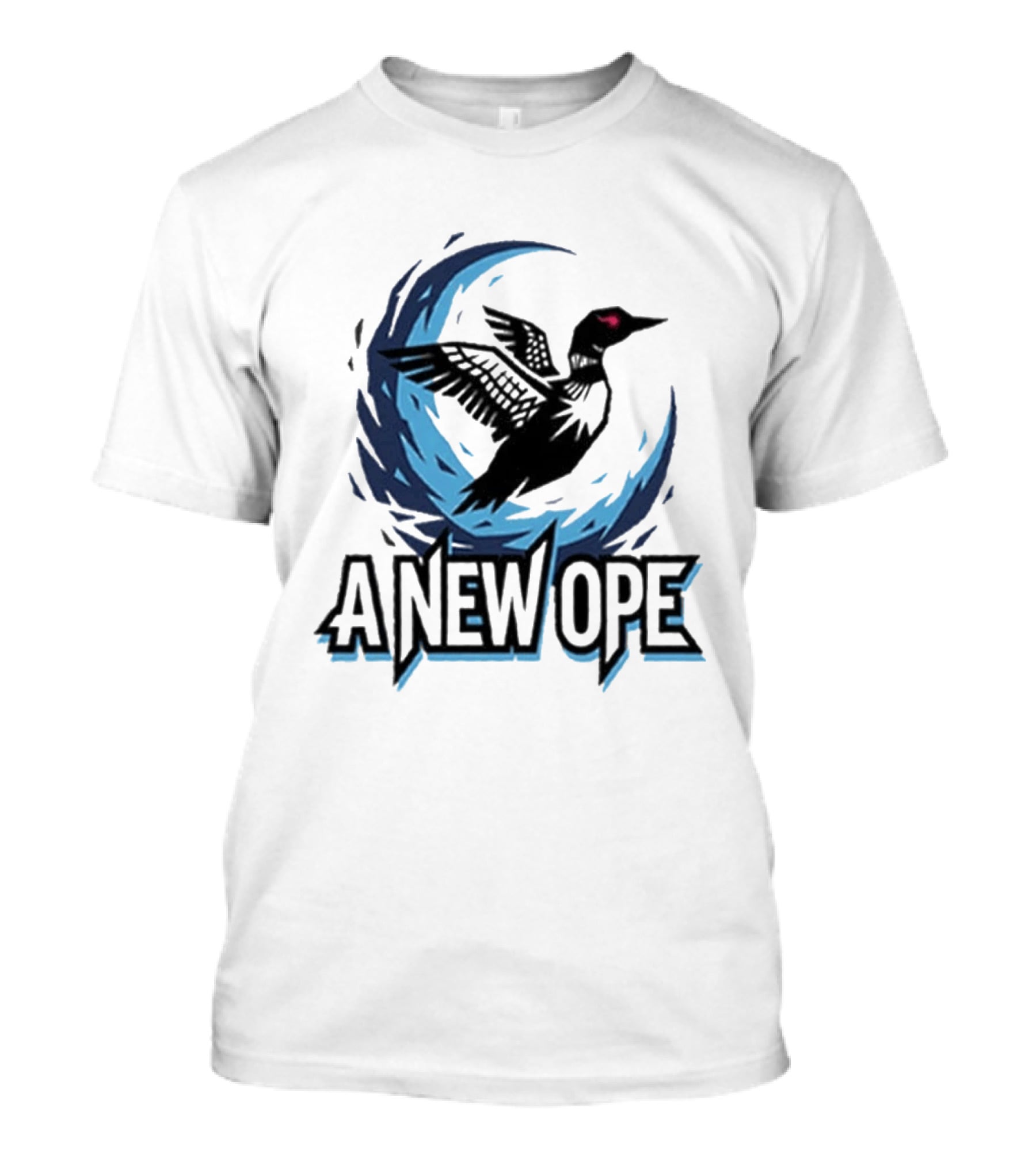 A New Ope Loon Bird Silhouette In Blue Moon Sky T-Shirt