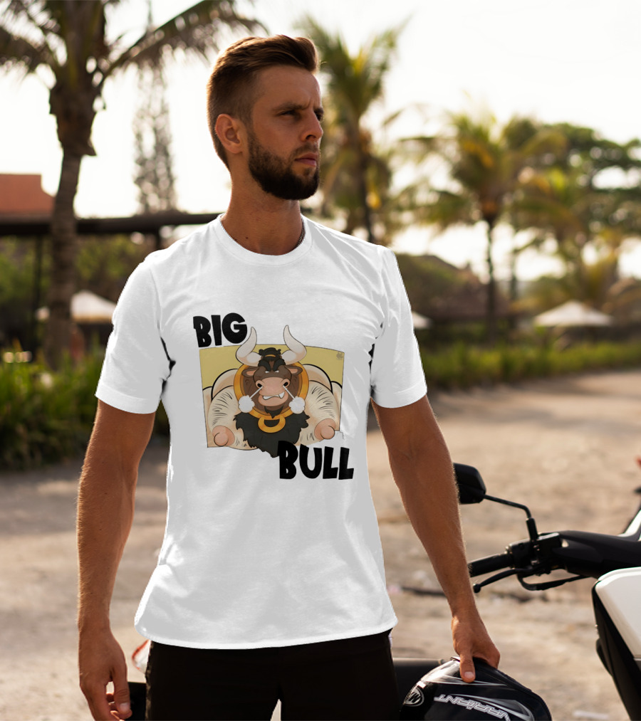 Big Bull Bara Male Minotaur Cartoon Whimsical Horned T-Shirt