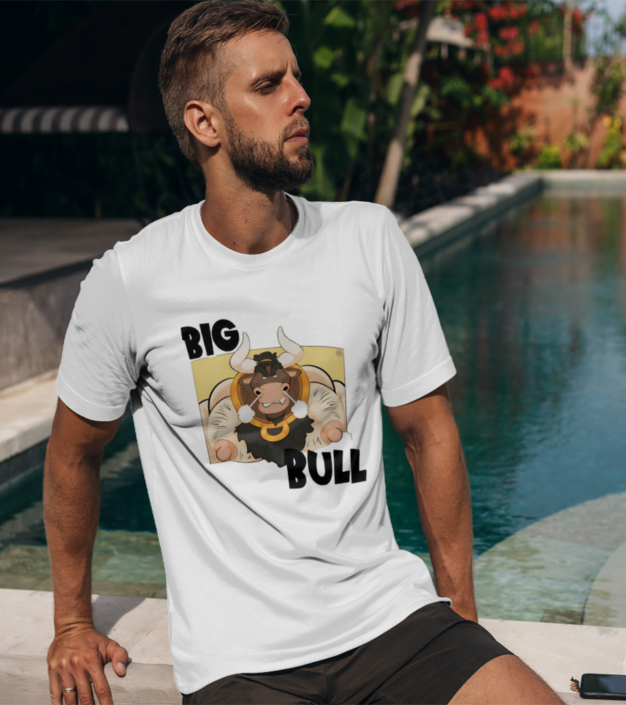 Big Bull Bara Male Minotaur Cartoon Whimsical Horned T-Shirt