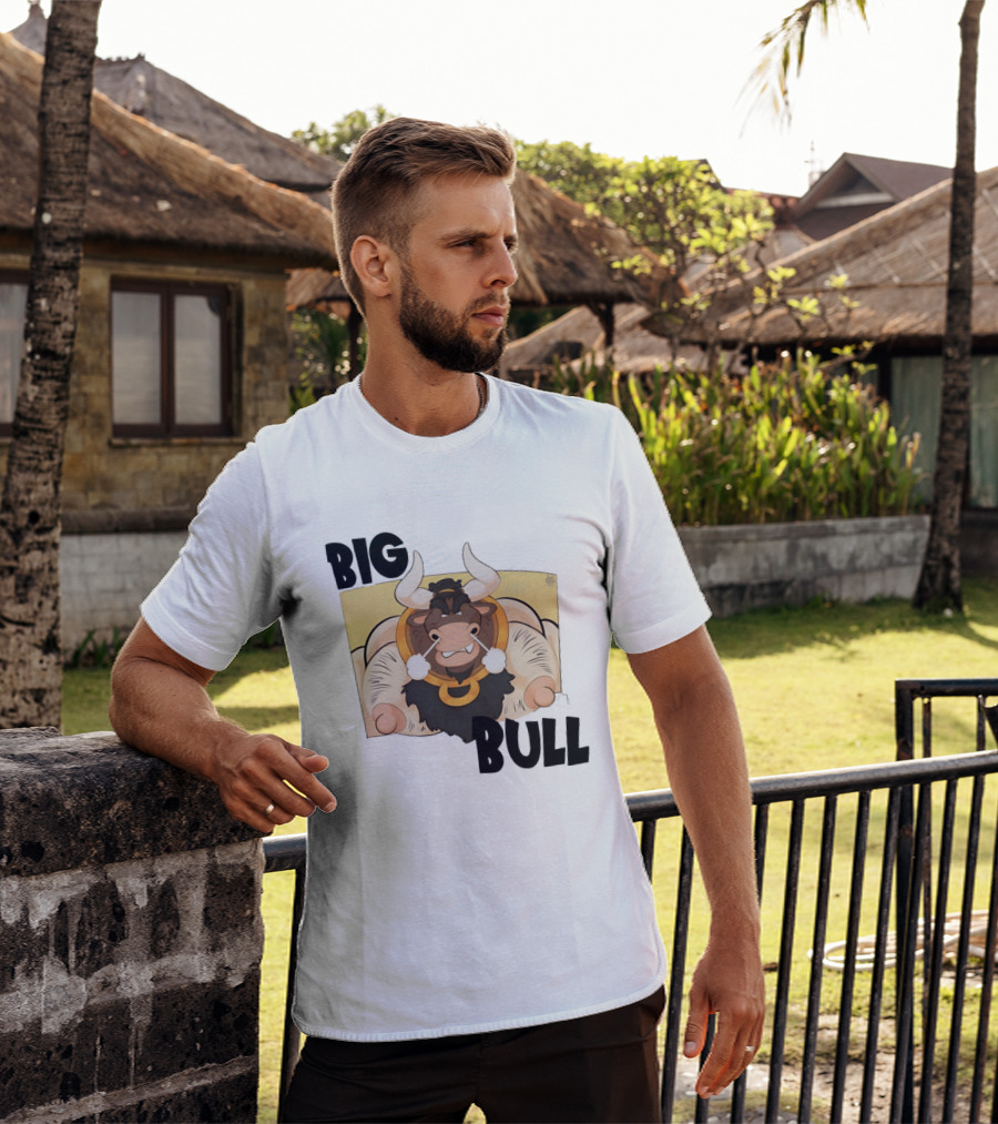 Big Bull Bara Male Minotaur Cartoon Whimsical Horned T-Shirt
