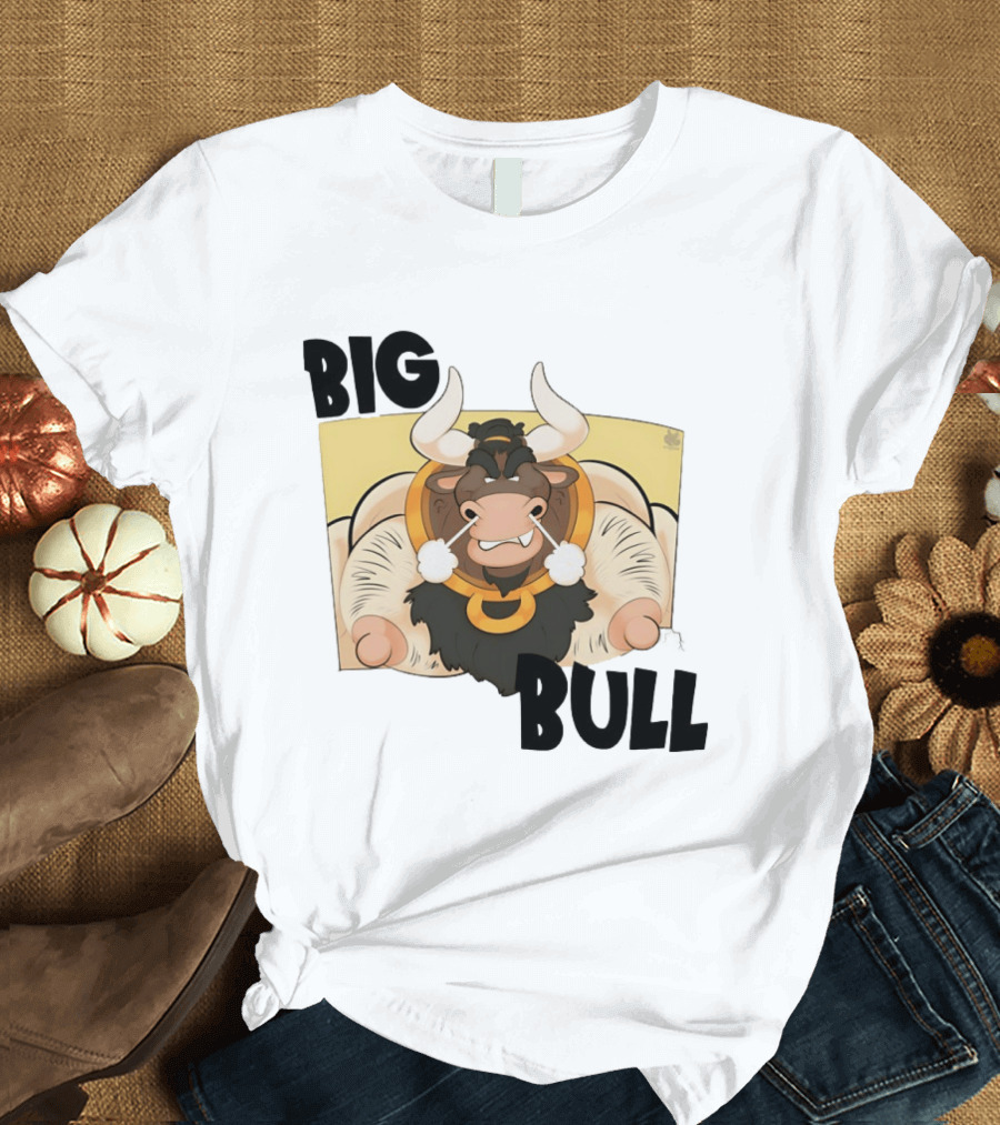 Big Bull Bara Male Minotaur Cartoon Whimsical Horned T-Shirt
